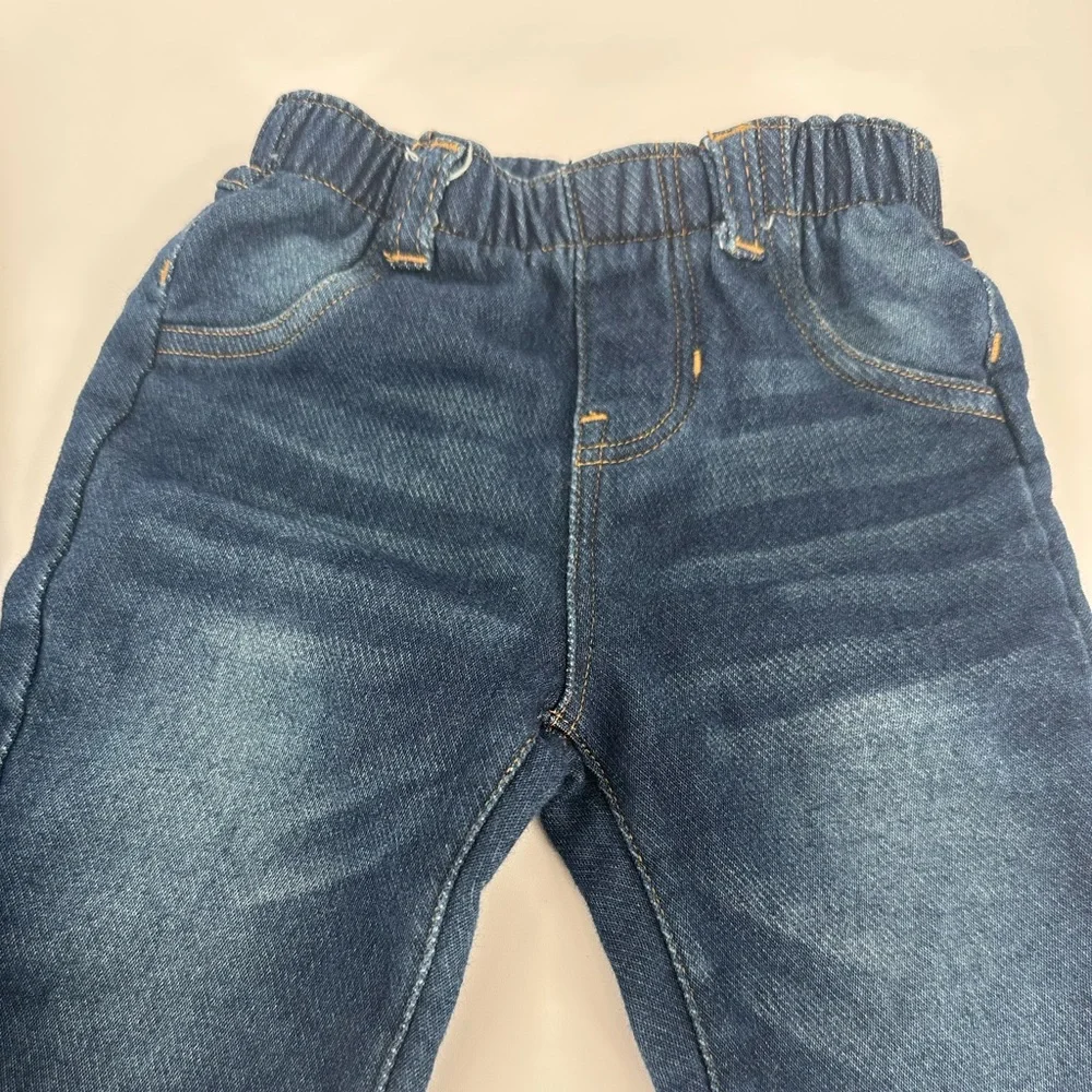 Lot of 2 Cat & Jack Dark Blue Denim Jogger Pants 3-6Month baby infant jeans